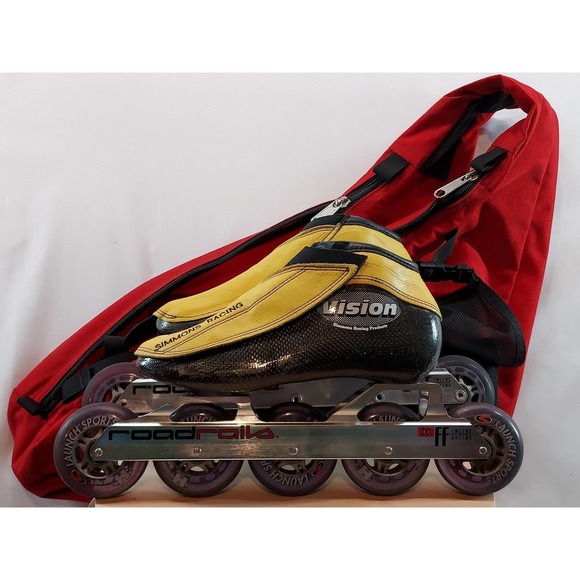 Simmons Racing Action Carbon 5 Wheel Speed Skates w/Bag size 8 - Picture 2 of 12